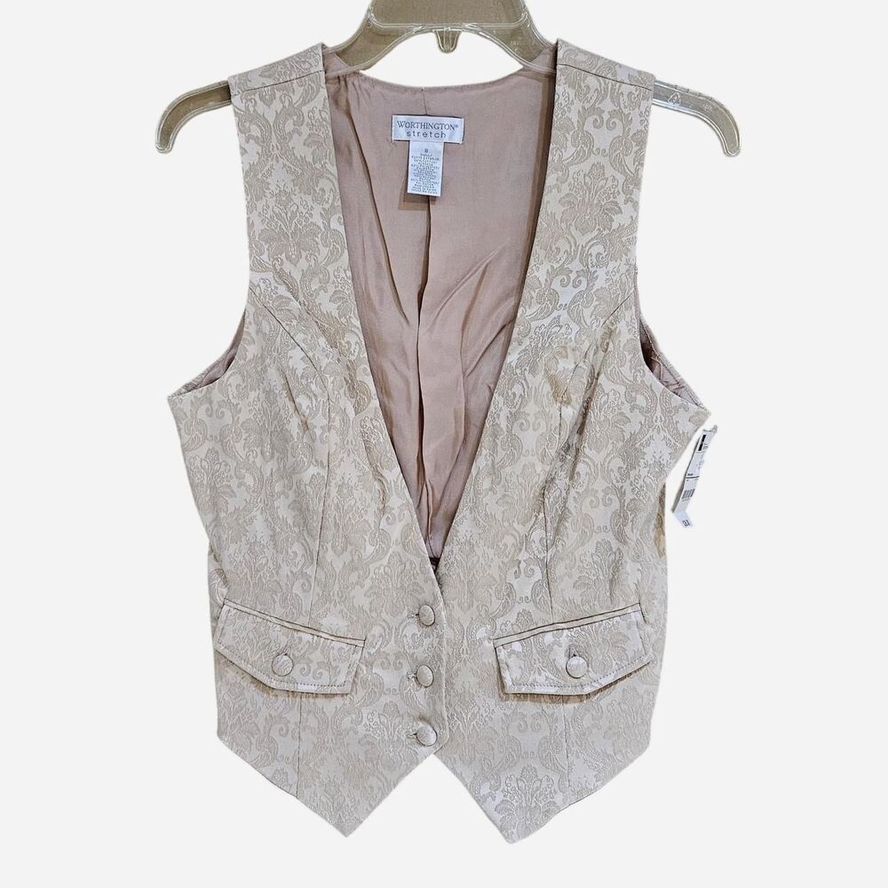 90s y2k cottagecore coquette cream jacquard vest deadstock
